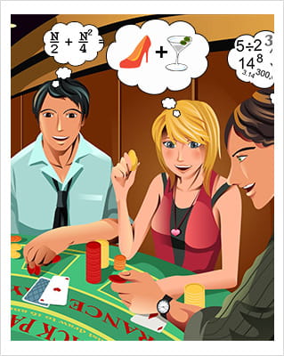 jugadores que cuentan las cartas en juego de blackjack